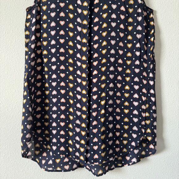 NEW J.CREW Heart Sleeveless Silk Button-down Tunic Shirt Size 4 - Picture 3 of 6